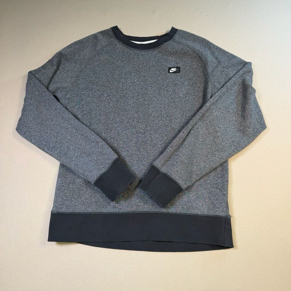 Nike Long Sleeve Crewneck Pullover Sweatshirt Sz Small Black Gray 56323